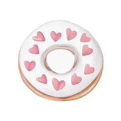 Free clipart donut with hearts on white icing